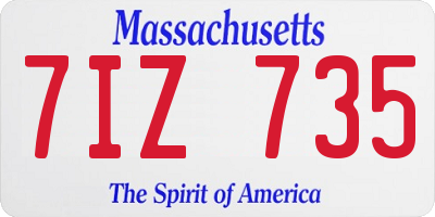 MA license plate 7IZ735