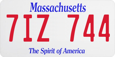 MA license plate 7IZ744