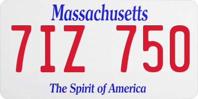 MA license plate 7IZ750