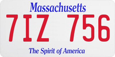 MA license plate 7IZ756
