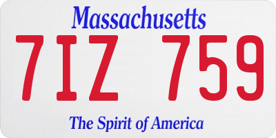 MA license plate 7IZ759