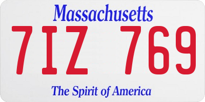 MA license plate 7IZ769