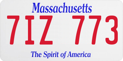 MA license plate 7IZ773