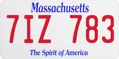 MA license plate 7IZ783