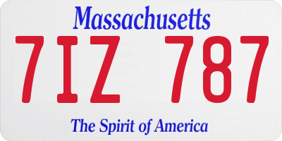 MA license plate 7IZ787