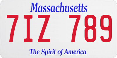 MA license plate 7IZ789