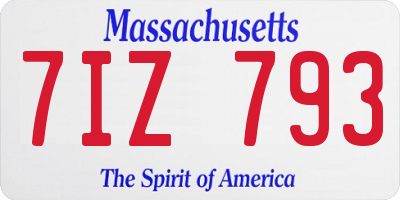 MA license plate 7IZ793