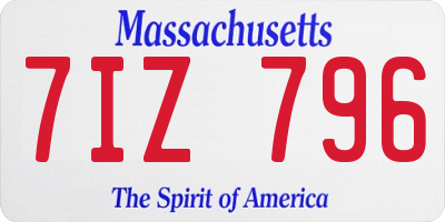 MA license plate 7IZ796
