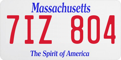 MA license plate 7IZ804