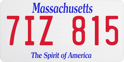 MA license plate 7IZ815