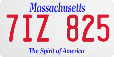 MA license plate 7IZ825