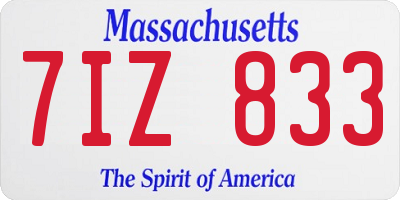 MA license plate 7IZ833