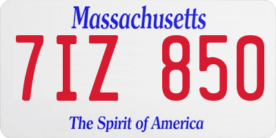 MA license plate 7IZ850
