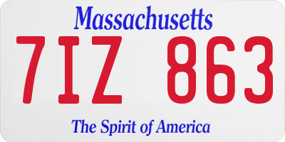 MA license plate 7IZ863