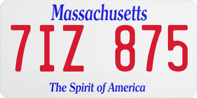 MA license plate 7IZ875