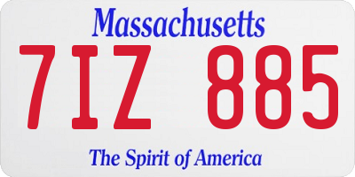 MA license plate 7IZ885