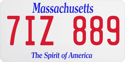 MA license plate 7IZ889