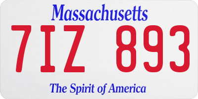 MA license plate 7IZ893