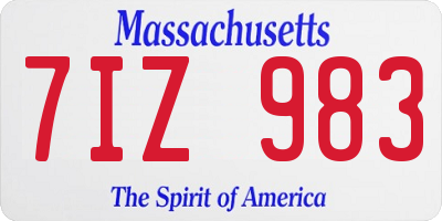 MA license plate 7IZ983