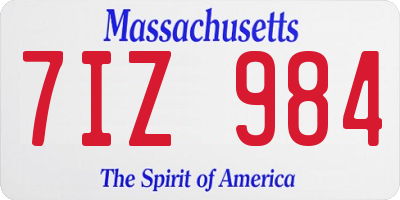 MA license plate 7IZ984