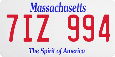 MA license plate 7IZ994