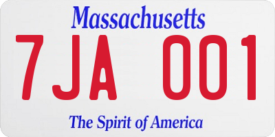 MA license plate 7JA001