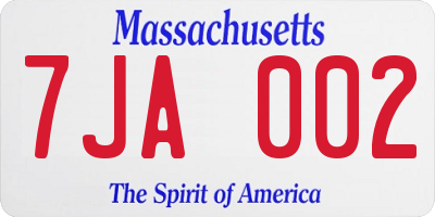 MA license plate 7JA002