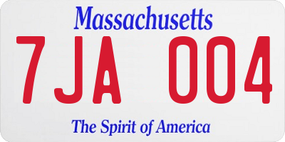 MA license plate 7JA004