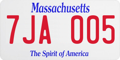MA license plate 7JA005