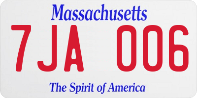 MA license plate 7JA006