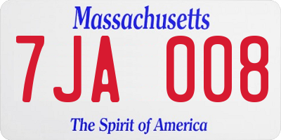 MA license plate 7JA008