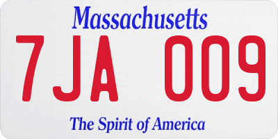 MA license plate 7JA009