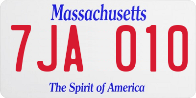 MA license plate 7JA010
