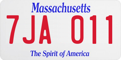 MA license plate 7JA011