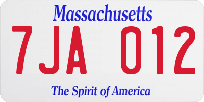 MA license plate 7JA012