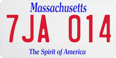 MA license plate 7JA014