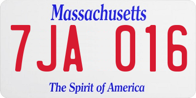 MA license plate 7JA016