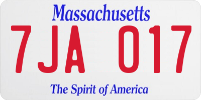MA license plate 7JA017