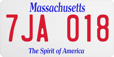 MA license plate 7JA018
