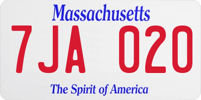 MA license plate 7JA020
