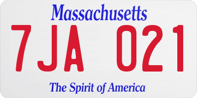 MA license plate 7JA021