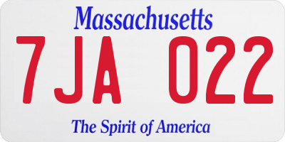 MA license plate 7JA022