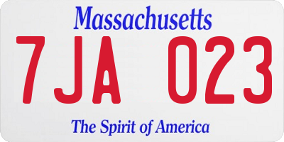 MA license plate 7JA023