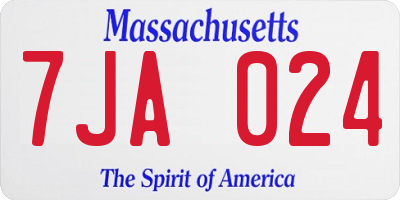 MA license plate 7JA024