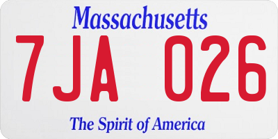 MA license plate 7JA026