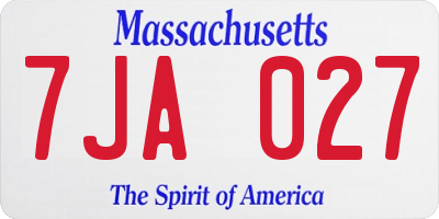 MA license plate 7JA027