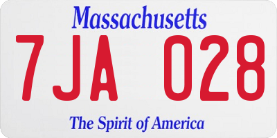 MA license plate 7JA028