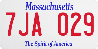 MA license plate 7JA029