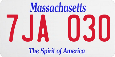 MA license plate 7JA030