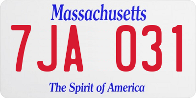 MA license plate 7JA031